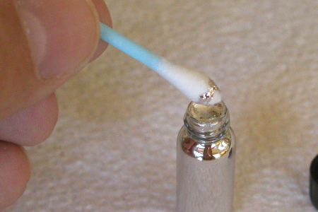 Cotton swabs are coated with liquid metal